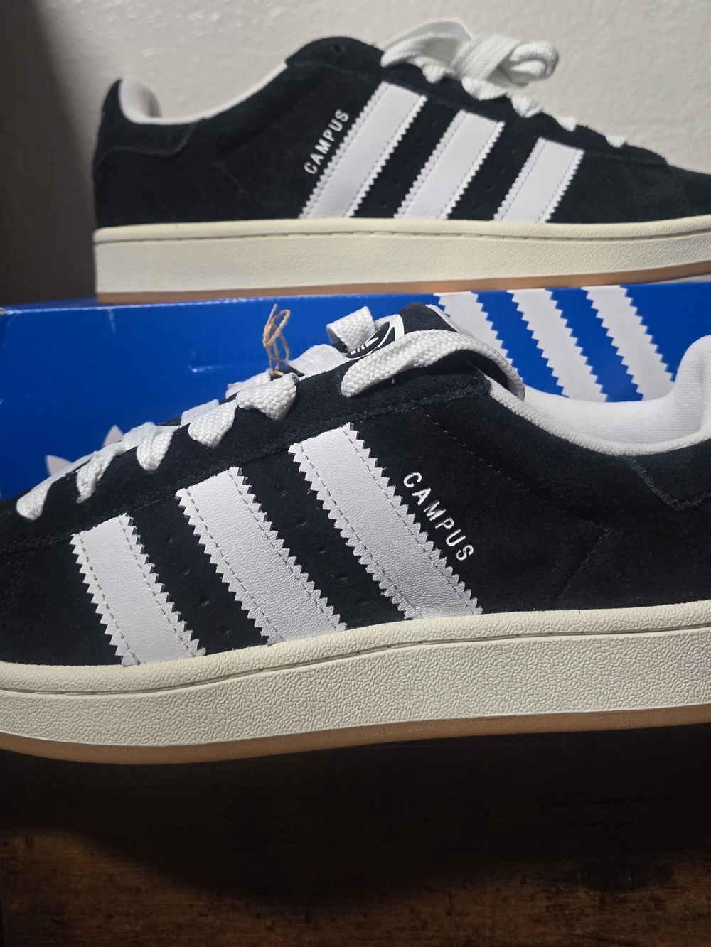 Men Seze 10.5 Adidas Campus Men's Suede Sneakers - Black/White